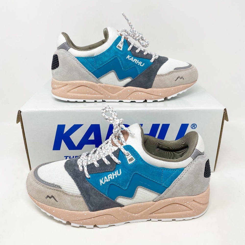 Karhu Aria 95 Whitecap Gray Mosaic Blue Pigskin Suede Sneakers
